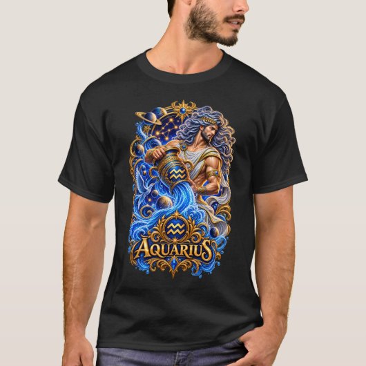 Waterman Sterrenbeeld Waterdrager – Hemelse Astrol T-shirt (Voorkant)
