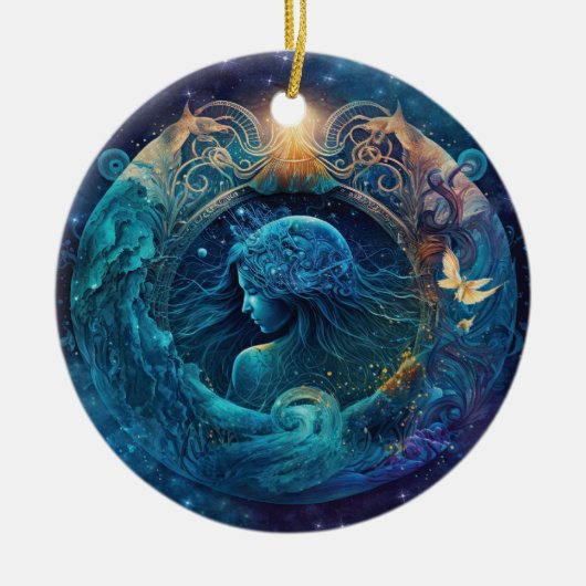 Waterman Sterrenbeeld Waterverf Ontwerp Keramisch Ornament (Voorkant)