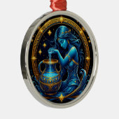 Waterman Teken Mooie Digitale Illustratie Metalen Ornament (Rechts)