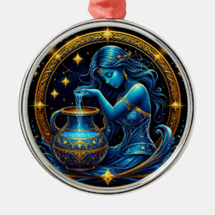 Waterman-teken Mooie Digitale Illustratie Metalen Ornament