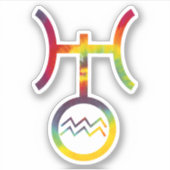 Waterman Uranus Planetaire Symbool Tie Dye Feest Sticker (Voorkant)