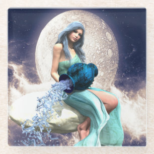 Waterman - Vrouw die water uit een kruik giet Glazen Onderzetter