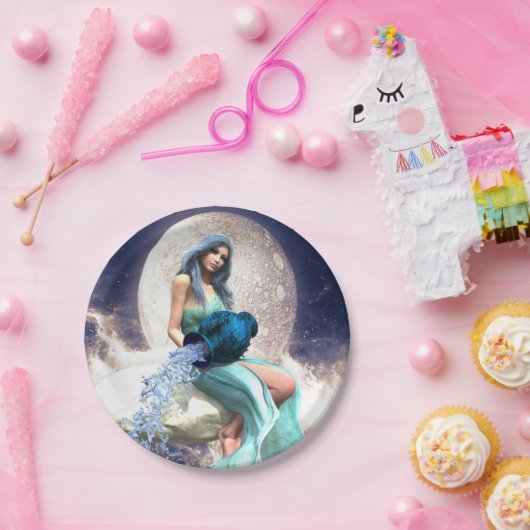 Waterman - Vrouw die water uit een kruik giet Papieren Bordje (Feest)