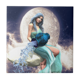 Waterman - Vrouw die water uit een kruik giet Tegeltje