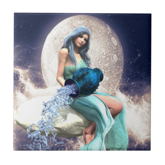 Waterman - Vrouw die water uit een kruik giet Tegeltje (Voorkant)