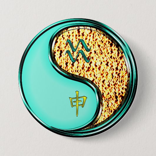 Waterman & Vuur Aap Ronde Button 7,6 Cm (Voorkant)