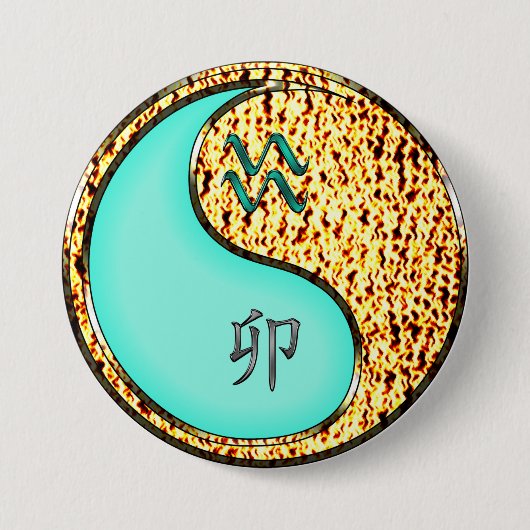 Waterman & Vuur Konijn Ronde Button 7,6 Cm (Voorkant)