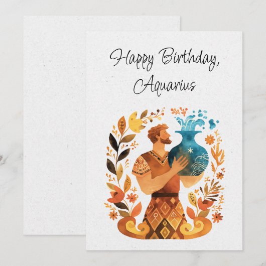 Waterman Waterdrager Zodiac Boho Floral Flat Kaart (Voorkant / Achterkant)