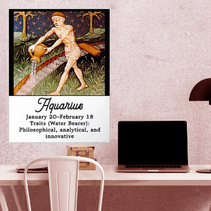 Waterman Waterdrager Zodiac teken Verjaardagsfeest Folie Afdrukken
