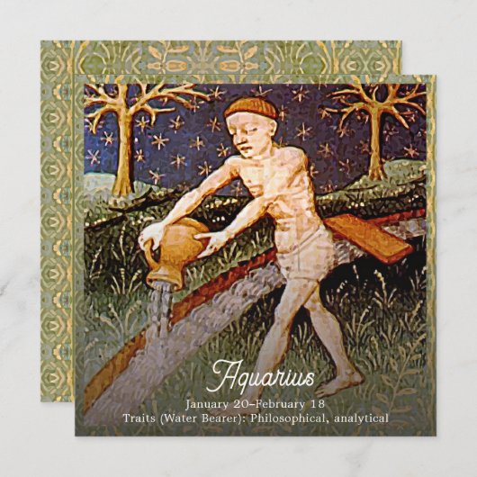 Waterman Waterdrager Zodiac teken Verjaardagsfeest Kaart (Voorkant / Achterkant)