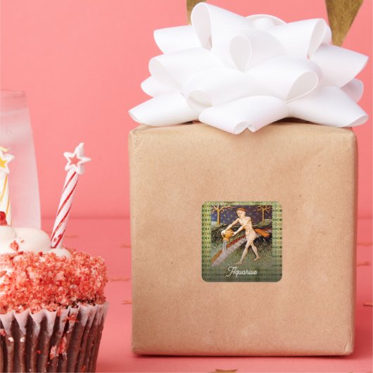 Waterman Waterdrager Zodiac teken Verjaardagsfeest Vierkante Sticker (Feest)