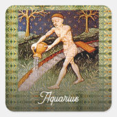 Waterman Waterdrager Zodiac teken Verjaardagsfeest Vierkante Sticker (Voorkant)