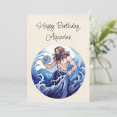 Waterman Waterdrager Zodiac Verjaardag Flat Kaart (Staand voorkant)