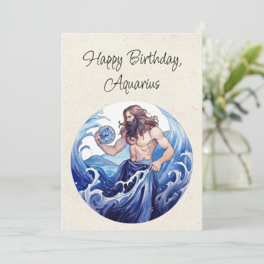 Waterman Waterdrager Zodiac Verjaardag Flat Kaart (Staand voorkant)