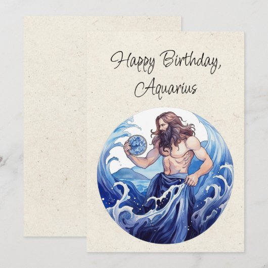 Waterman Waterdrager Zodiac Verjaardag Flat Kaart (Voorkant / Achterkant)