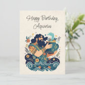 Waterman Waterdrager Zodiac Verjaardag Flat Kaart (Staand voorkant)