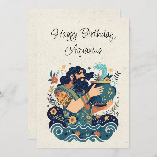 Waterman Waterdrager Zodiac Verjaardag Flat Kaart (Voorkant / Achterkant)
