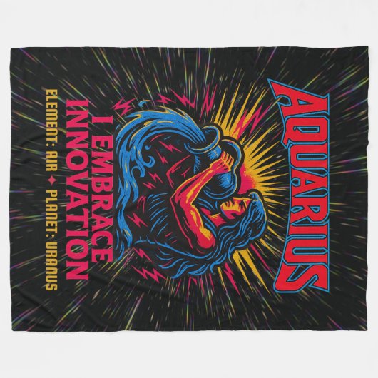 Waterman Zodiac 80's Rock Band Geïnspireerd Astrol Fleece Deken (Voorkant (Horizontaal))