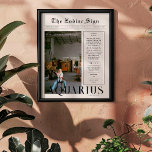 Waterman | Zodiac Astrology Fotokrant Poster<br><div class="desc">Dit verjaardagsdierenriem poster is vormgegeven om eruit te zien als een slanke krantencover met je eigen foto en informatie. Perfect voor vrienden en familie om ze een mooie dag te wensen wanneer ze een jaartje ouder worden. Met de naam van de ontvanger, en de persoonlijkheidskenmerken van verjaardagen en sterrenbeelden inbegrepen,...</div>