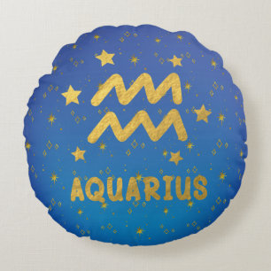 Waterman Zodiac Blauw en Goud Rond Kussen