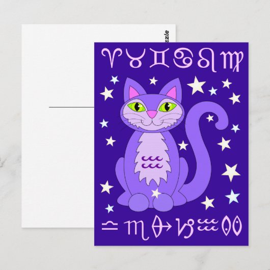 Waterman Zodiac Cat Midnight Blue Briefkaarten (Voorkant / Achterkant)