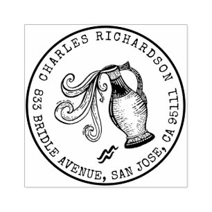 Waterman Zodiac Hand-getrokken kuif   Retouradres Rubberstempel