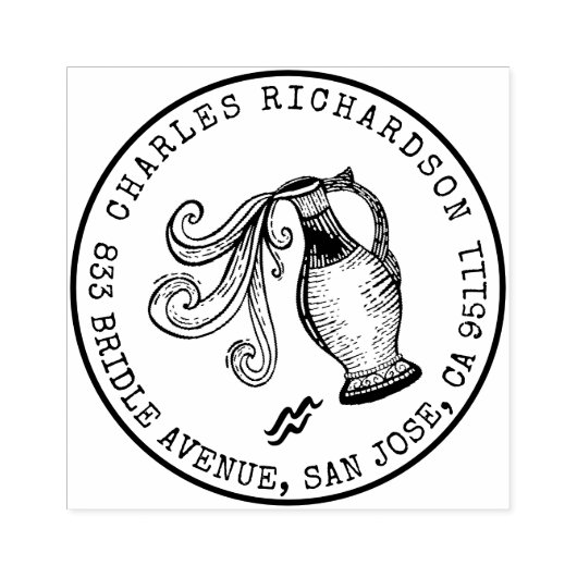 Waterman Zodiac Hand-getrokken kuif | Retouradres Rubberstempel (Afrduk)