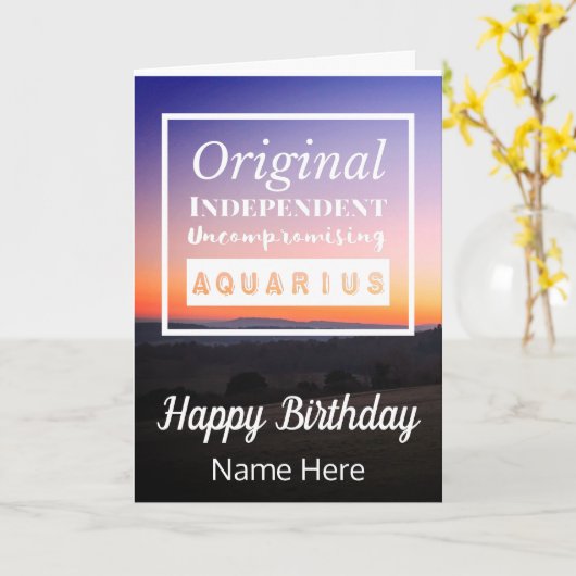 Waterman Zodiac Leuke Kenmerken Verjaardag Kaart (Gele Bloem)