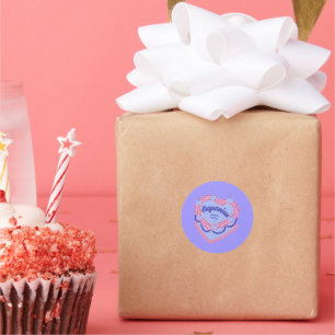Waterman Zodiac Pastel Hart Verjaardagstaart Ronde Sticker