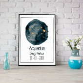 Waterman Zodiac Sign: Aangepaste naam & Verjaardag Poster