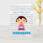 Waterman Zodiac Sign Verjaardag Kaart (Gele Bloem)