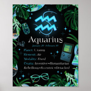 Waterman Zodiac Sterrenbeeld Y2K Zwart Poster