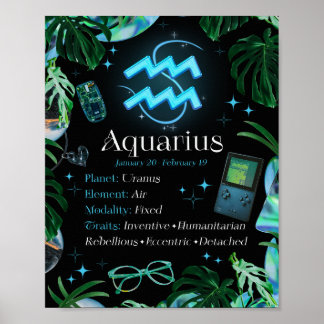 Waterman Zodiac Sterrenbeeld Y2K Zwart Poster