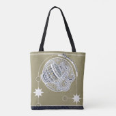 Waterman Zodiac teken Blauw Wit Beige Mandala Tote Bag (Achterkant)