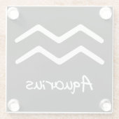 Waterman Zodiac teken op zwarte achtergrond Glazen Onderzetter (Achterkant)