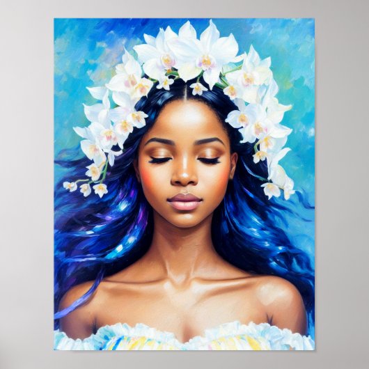 Waterman Zwart Meisje Zodiac Art Poster (Voorkant)