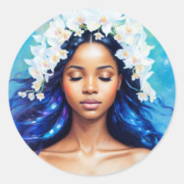 Waterman Zwart Meisje Zodiac Art Ronde Sticker