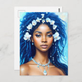 Waterman Zwart Vrouw Zodiac Orchid Art Briefkaart (Voorkant / Achterkant)