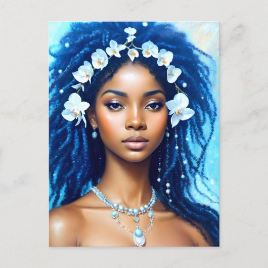 Waterman Zwart Vrouw Zodiac Orchid Art Briefkaart (Voorkant)