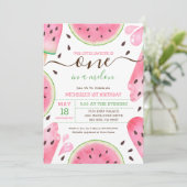 Watermeloen 1 op de Melon 1e verjaardag Feestdagenkaart (Staand voorkant)