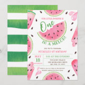 Watermeloen 1 op de Melon 1e verjaardag Kaart (Voorkant / Achterkant)