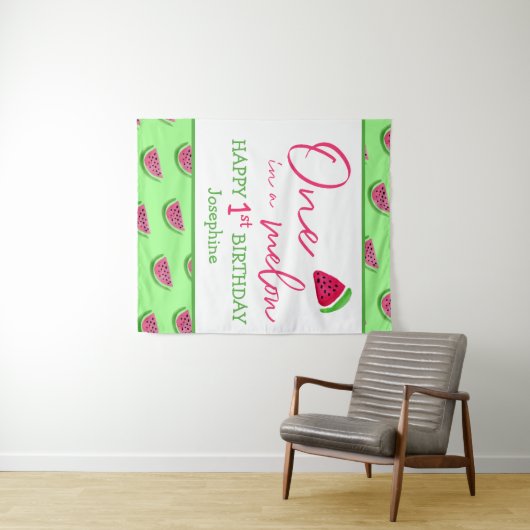 Watermeloen 1e verjaardag Eén in een meloenachterg Wandkleed (In Situ (horizontaal))