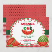 Watermeloen 1e Verjaardag uitnodiging (Voorkant / Achterkant)