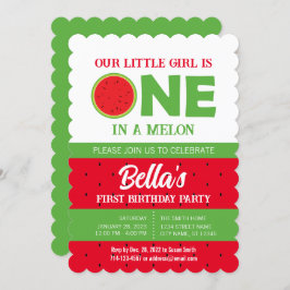 Watermeloen 1e verjaardag Uitnodiging met afbeeldi