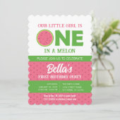 Watermeloen 1e verjaardag Uitnodiging met afbeeldi (Staand voorkant)
