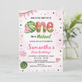 Watermeloen 1e Verjaardagsfeest Uitnodiging (Staand voorkant)