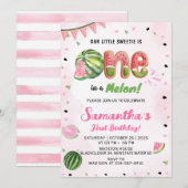 Watermeloen 1e Verjaardagsfeest Uitnodiging (Voorkant / Achterkant)