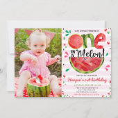 Watermeloen 1e Verjaardagsfeestje Foto uitnodiging (Voorkant)