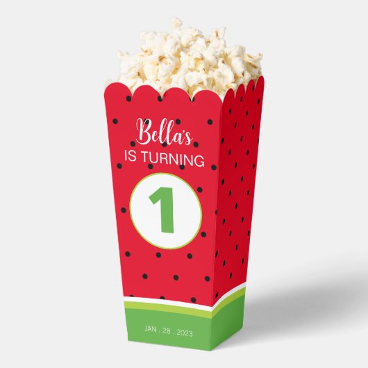 Watermeloen 1e Verjaardagsfeestje Popcorn Box voor Bedankdoosjes (Popped)