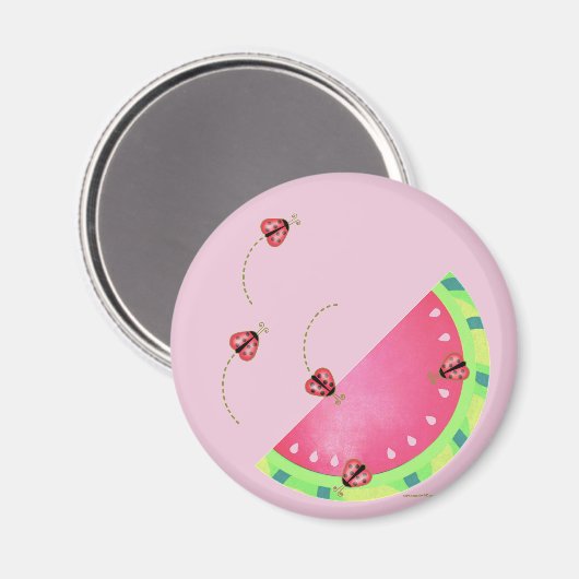Watermeloen 2 ¼ inch Circle Magnet van Ladybug (Voorkant / Achterkant)